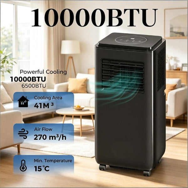 English Elm Air Conditioner Portable Unit 10000 BTU Cools 440 Sq Ft with Sleep and Dehumidify Modes Black T3971P509607