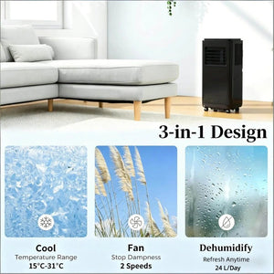 English Elm Air Conditioner Portable Unit 10000 BTU Cools 440 Sq Ft with Sleep and Dehumidify Modes Black T3971P509607