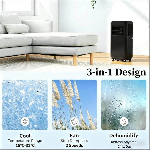 English Elm Air Conditioner Portable Unit 10000 BTU Cools 440 Sq Ft with Sleep and Dehumidify Modes Black T3971P509607