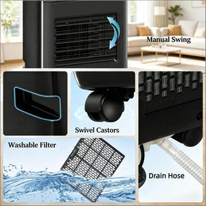 English Elm Air Conditioner Portable Unit 10000 BTU Cools 440 Sq Ft with Sleep and Dehumidify Modes Black T3971P509607