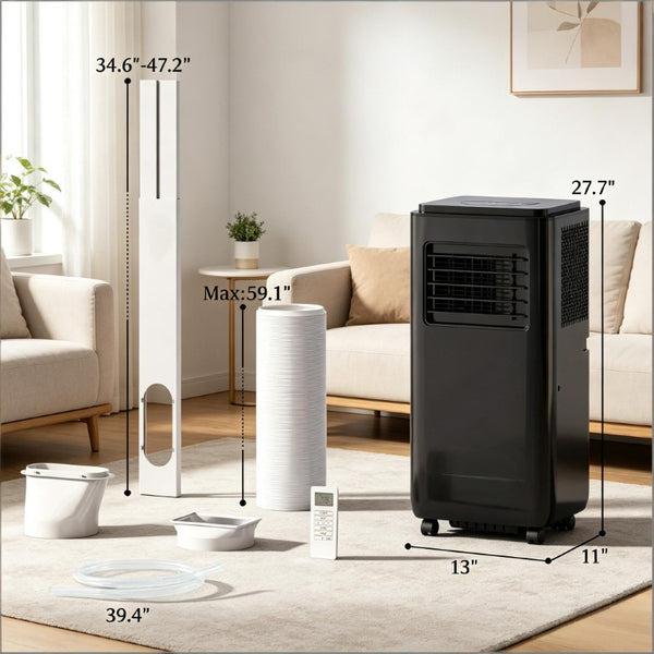 English Elm Air Conditioner Portable Unit 10000 BTU Cools 440 Sq Ft with Sleep and Dehumidify Modes Black T3971P509607