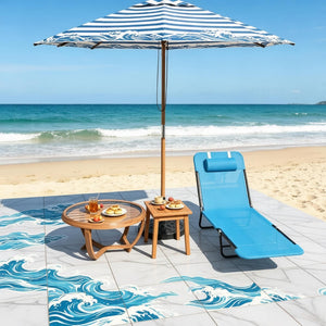 English Elm Outdoor Folding Chaise Lounge with Mesh Fabric Five Position Recline and Head Pillow T3971P510191
