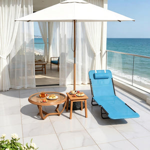 English Elm Outdoor Folding Chaise Lounge with Mesh Fabric Five Position Recline and Head Pillow T3971P510191