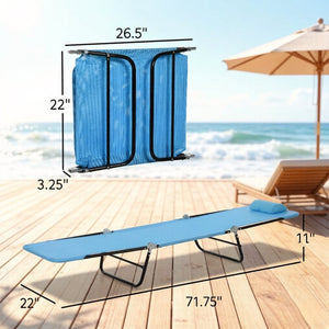 English Elm Outdoor Folding Chaise Lounge with Mesh Fabric Five Position Recline and Head Pillow T3971P510191
