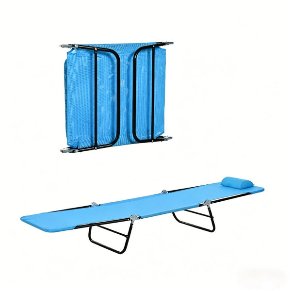 English Elm Outdoor Folding Chaise Lounge with Mesh Fabric Five Position Recline and Head Pillow T3971P510191