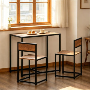 English Elm Modern Industrial Farmhouse 3 Piece Dining Set with MDF Top and Steel Frame Stools T3971P510305