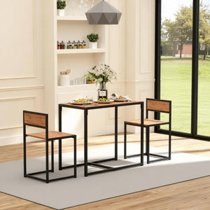 English Elm Modern Industrial Farmhouse 3 Piece Dining Set with MDF Top and Steel Frame Stools T3971P510305
