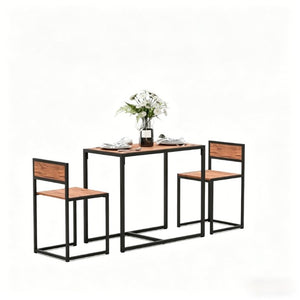 English Elm Modern Industrial Farmhouse 3 Piece Dining Set with MDF Top and Steel Frame Stools T3971P510305