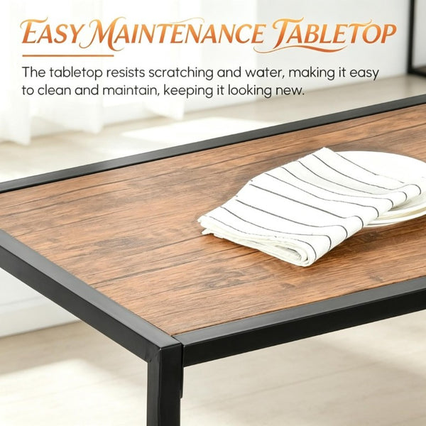 English Elm Modern Industrial Farmhouse 3 Piece Dining Set with MDF Top and Steel Frame Stools T3971P510305