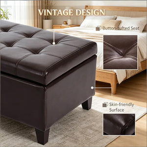 English Elm Contemporary Tufted Pu Leather Storage Bench with Soft Close Lid for Bedroom or Entryway T3971P510317