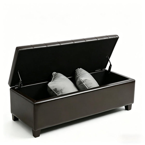English Elm Contemporary Tufted Pu Leather Storage Bench with Soft Close Lid for Bedroom or Entryway T3971P510317