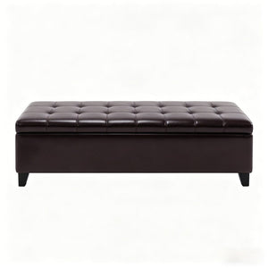 English Elm Contemporary Tufted Pu Leather Storage Bench with Soft Close Lid for Bedroom or Entryway T3971P510317