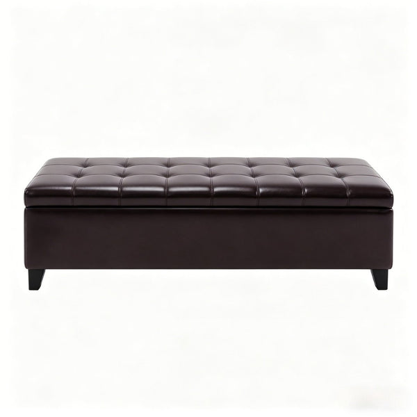 English Elm Contemporary Tufted Pu Leather Storage Bench with Soft Close Lid for Bedroom or Entryway T3971P510317