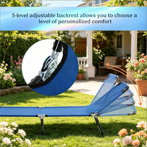 English Elm Sun Seeker Folding Pool Chaise Lounge with Reclining Oxford Fabric Outdoor Chair T3971P510543