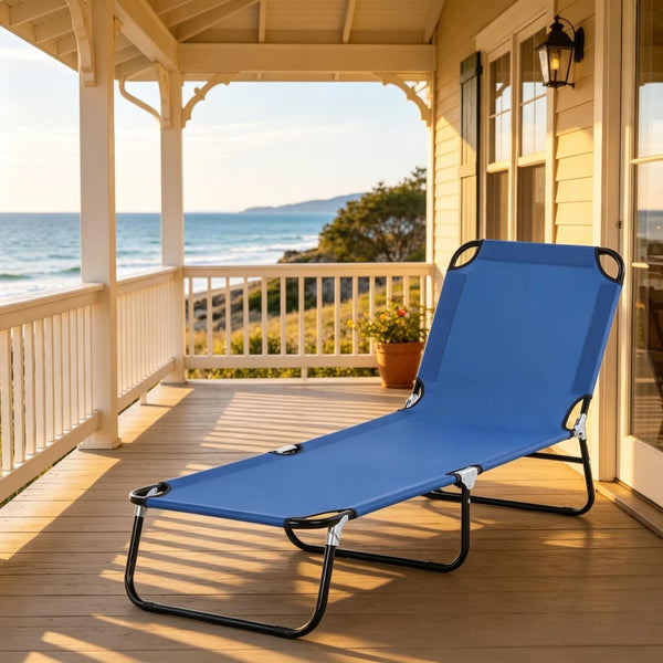 English Elm Sun Seeker Folding Pool Chaise Lounge with Reclining Oxford Fabric Outdoor Chair T3971P510543