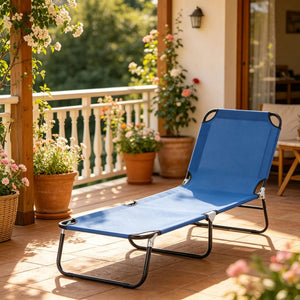 English Elm Sun Seeker Folding Pool Chaise Lounge with Reclining Oxford Fabric Outdoor Chair T3971P510543