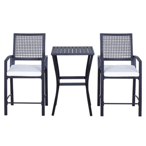 English Elm Outdoor 3 Piece Wicker Bar Set with High Top Table and Cushioned Armchairs T3971P510555
