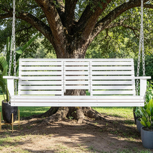 English Elm 440Lbs Solid Fir Wood Porch Swing Bench with Folding Table and Cup Holders Outdoor T3971P510560