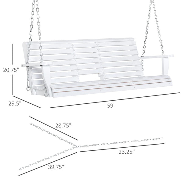 English Elm 440Lbs Solid Fir Wood Porch Swing Bench with Folding Table and Cup Holders Outdoor T3971P510560