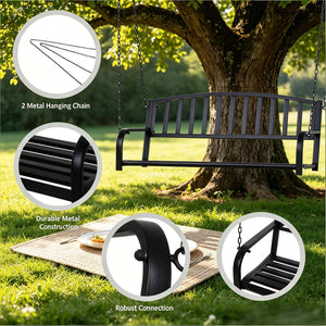 English Elm 528lb Capacity Steel Slatted Porch Swing Hanging Bench Powder Coated Outdoor Seat T3971P510635