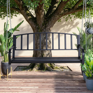 English Elm 528lb Capacity Steel Slatted Porch Swing Hanging Bench Powder Coated Outdoor Seat T3971P510635