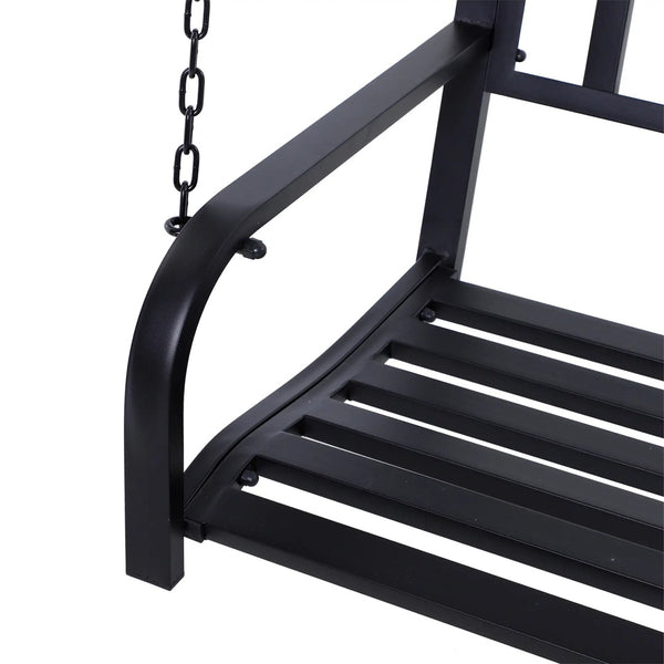 English Elm 528lb Capacity Steel Slatted Porch Swing Hanging Bench Powder Coated Outdoor Seat T3971P510635