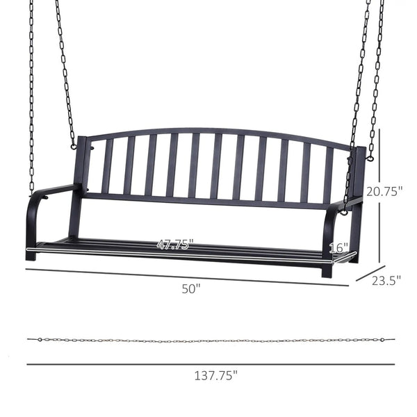 English Elm 528lb Capacity Steel Slatted Porch Swing Hanging Bench Powder Coated Outdoor Seat T3971P510635