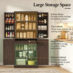 English Elm Home Office Farmhouse Pantry Cabinet with Barn Sliding Doors and Adjustable Shelving T3971P512627