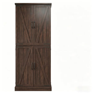 English Elm Home Office Farmhouse Pantry Cabinet with Barn Sliding Doors and Adjustable Shelving T3971P512627