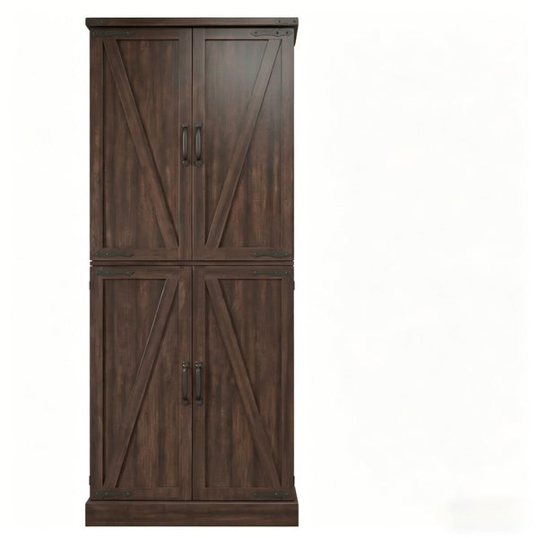 English Elm Home Office Farmhouse Pantry Cabinet with Barn Sliding Doors and Adjustable Shelving T3971P512627