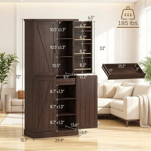 English Elm Home Office Farmhouse Pantry Cabinet with Barn Sliding Doors and Adjustable Shelving T3971P512627