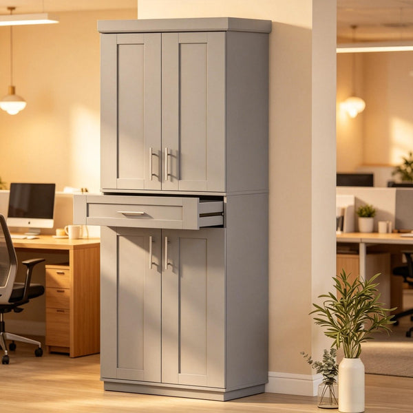 English Elm Freestanding Shaker Pantry Cabinet Tall MDF Kitchen Storage with Drawer and Shelves T3971P512677
