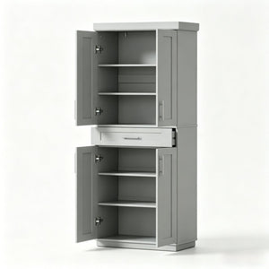 English Elm Freestanding Shaker Pantry Cabinet Tall MDF Kitchen Storage with Drawer and Shelves T3971P512677