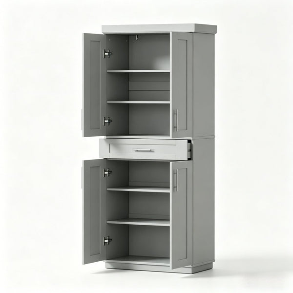 English Elm Freestanding Shaker Pantry Cabinet Tall MDF Kitchen Storage with Drawer and Shelves T3971P512677