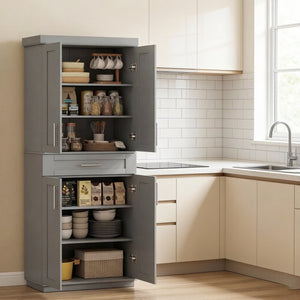 English Elm Freestanding Shaker Pantry Cabinet Tall MDF Kitchen Storage with Drawer and Shelves T3971P512677
