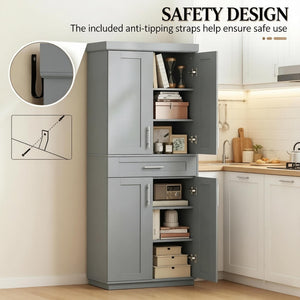 English Elm Freestanding Shaker Pantry Cabinet Tall MDF Kitchen Storage with Drawer and Shelves T3971P512677