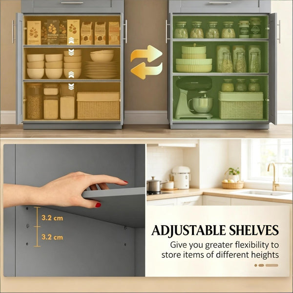 English Elm Freestanding Shaker Pantry Cabinet Tall MDF Kitchen Storage with Drawer and Shelves T3971P512677