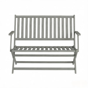 English Elm Wooden Acacia Foldable Outdoor Bench with Slatted Seat and Weather Resistant Gray Finish T3971P512849