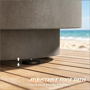 English Elm Portable Concrete Outdoor Side Table with Stainless Steel Ice Bucket for Patio Decks T3971P514239