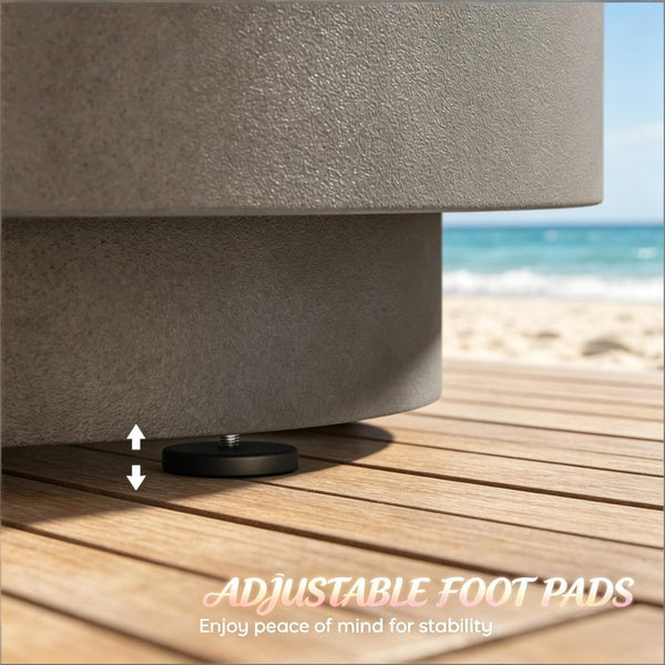 English Elm Portable Concrete Outdoor Side Table with Stainless Steel Ice Bucket for Patio Decks T3971P514239