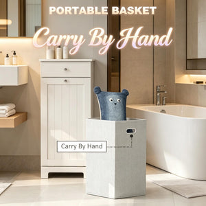 English Elm Freestanding Laundry Hamper Cabinet with Beadboard Doors and Drawer for Bathroom T3971P514616