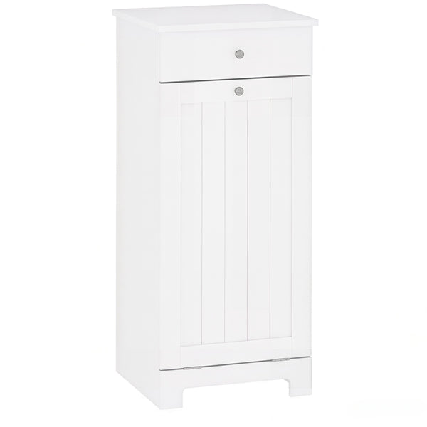 English Elm Freestanding Laundry Hamper Cabinet with Beadboard Doors and Drawer for Bathroom T3971P514616