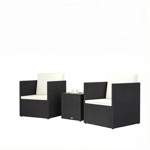 English Elm Outdoor Folding Bistro Set Pe Rattan Chairs Tempered Glass Table for Patio Balcony T3971P514638