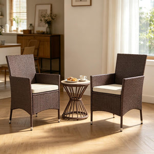 English Elm Garden Outdoor Stackable Pe Rattan Wicker Dining Chairs with Cushions Set of Two T3971P517777