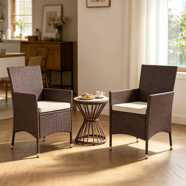 English Elm Garden Outdoor Stackable Pe Rattan Wicker Dining Chairs with Cushions Set of Two T3971P517777