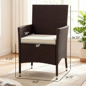 English Elm Garden Outdoor Stackable Pe Rattan Wicker Dining Chairs with Cushions Set of Two T3971P517777