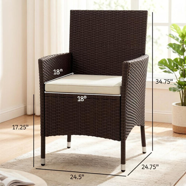 English Elm Garden Outdoor Stackable Pe Rattan Wicker Dining Chairs with Cushions Set of Two T3971P517777