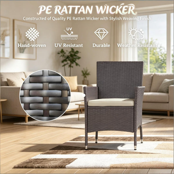 English Elm Garden Outdoor Stackable Pe Rattan Wicker Dining Chairs with Cushions Set of Two T3971P517777