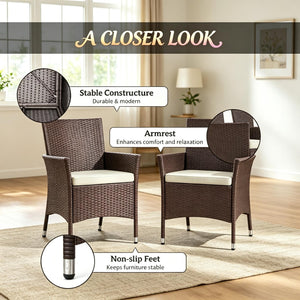 English Elm Garden Outdoor Stackable Pe Rattan Wicker Dining Chairs with Cushions Set of Two T3971P517777
