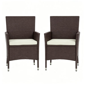 English Elm Garden Outdoor Stackable Pe Rattan Wicker Dining Chairs with Cushions Set of Two T3971P517777